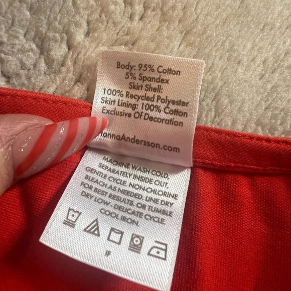 Hanna Andersson Christmas Dress with Tulle and bow embroidered details Sz 2T - Picture 7 of 10